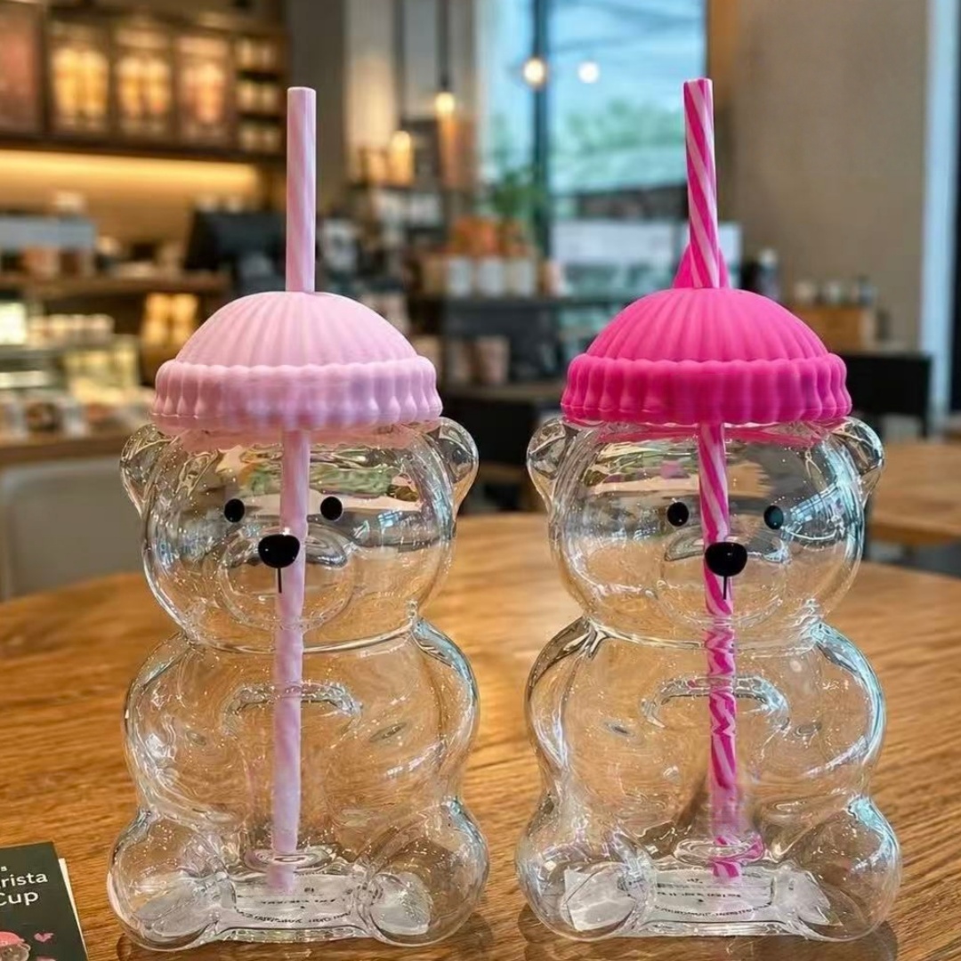 Kitchen Gadgets Aliexpress - Bk Bear Shaped Glass Straw Cup