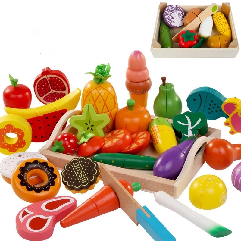 Kitchen Gadgets For Kids - DIY Cute Wooden Cutting Fruit Vegetable