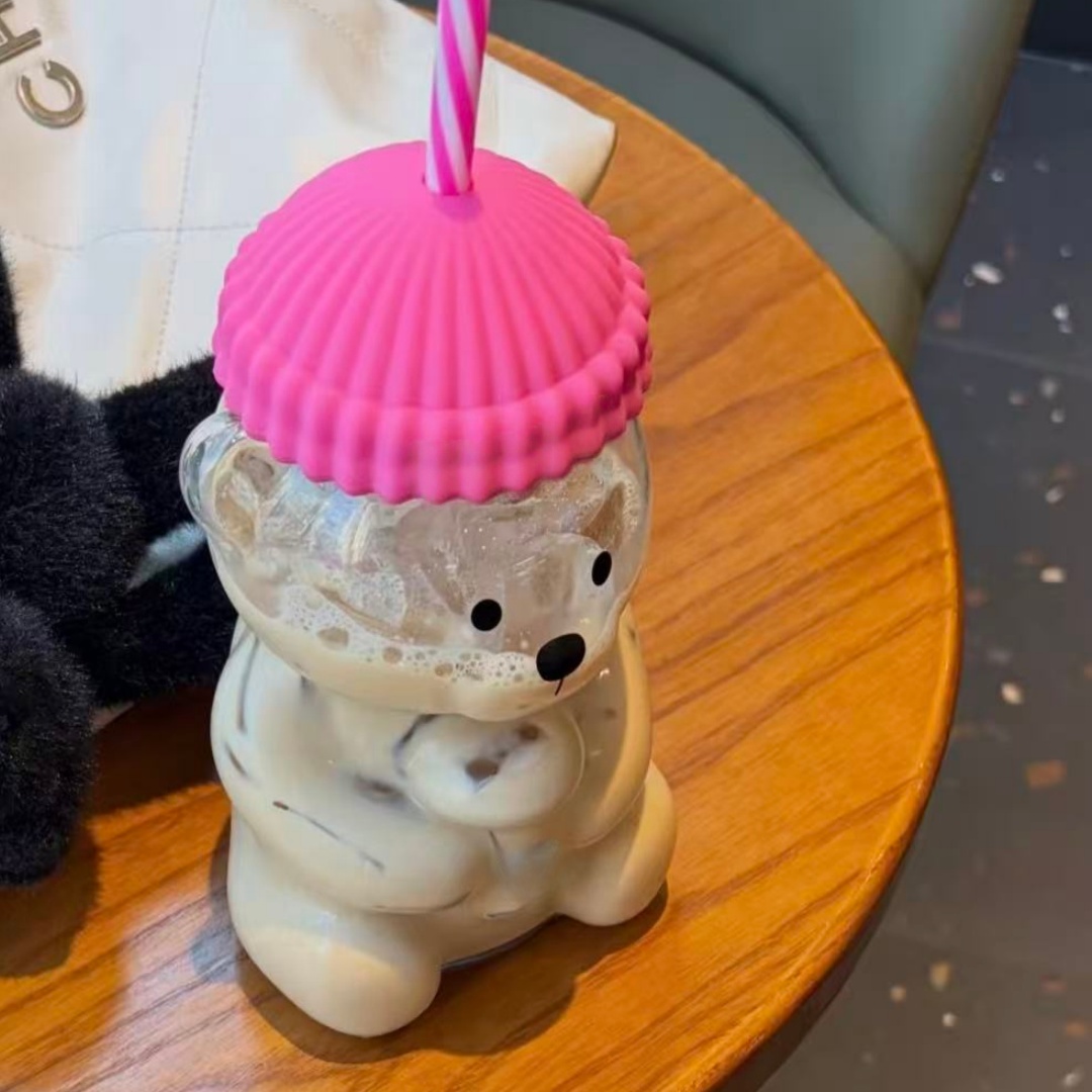 Bk Bear Shaped Glass Straw Cup - Kitchen Gadgets Aliexpress ulasan dan harga