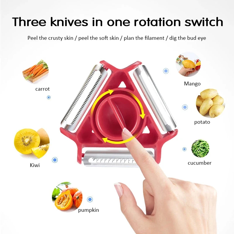 1/3PCS 3in1 Magic Trio Peeler  - Household Kitchen Gadgets Vegetable Cutter Silk Cutter ulasan dan harga